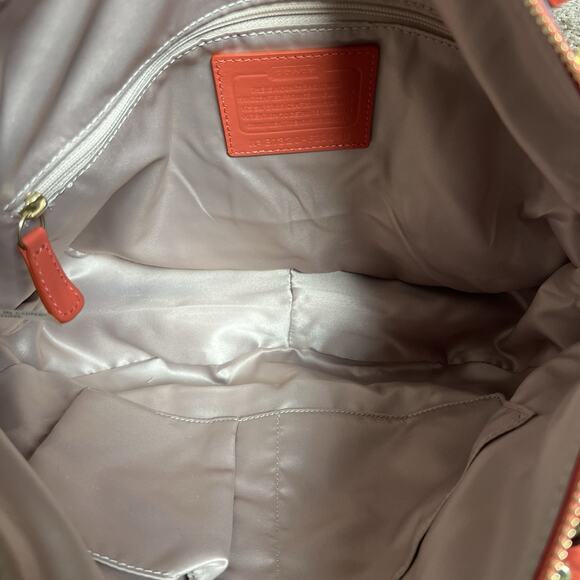 Coach Kristin Orange Woven Leather Double Handles Satchel Shoulder Bag - Picture 9 of 16